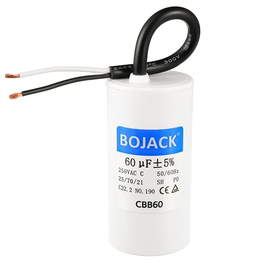BOJACK Run Capacitor 60 uF MFD 250V AC 60 MFD CBB60 2 Wire 50/60Hz Cylinder by BOJACK