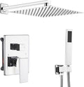 Shower Faucet Set Polished Chrome Surface Large 12 Inch Shower Head Handheld Shower Combo Set High Pressure Recessed Wall Mount, Chrome