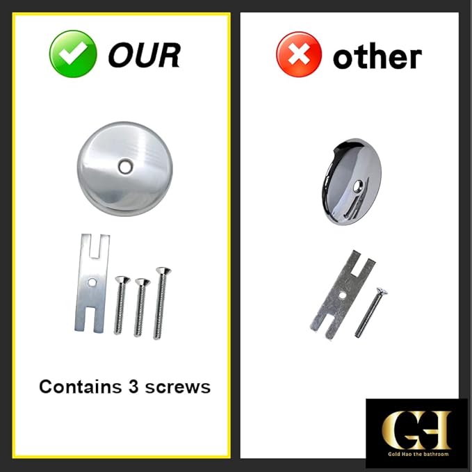 Single Hole Bathtub Drain Overflow Plate/Tub Overflow Drain Ccover with Three Matching Screws/Bathtub Overflow Drain Cover Includes an Adapter (Chrome)