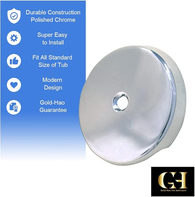 Single Hole Bathtub Drain Overflow Plate/Tub Overflow Drain Ccover with Three Matching Screws/Bathtub Overflow Drain Cover Includes an Adapter (Chrome)