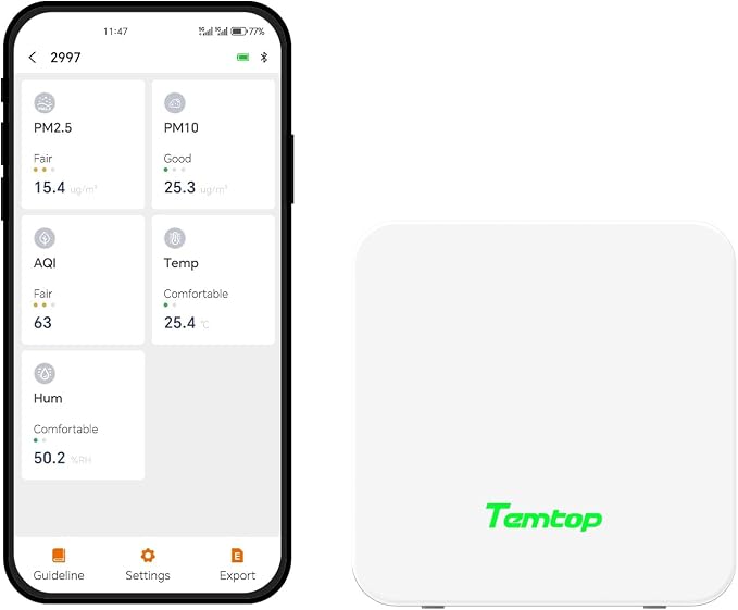 Temtop P1 Air Quality Monitor, PM2.5/PM10/Temperature/Humidity Sensor by Temtop