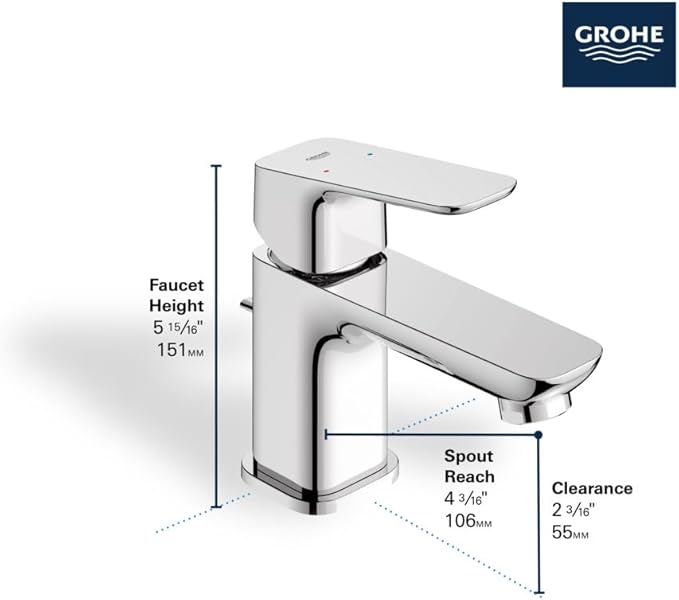 Grohe 1018972430 Cubeo Single Hole Single Handle XS-Size Bathroom Faucet, 1.2 GPM, Matte Black