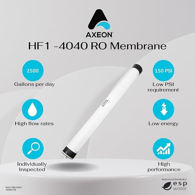 Axeon HF1-4040 2500 GPD RO Membrane Element – 4-inch x 40-inch, Low-Pressure - Image 2