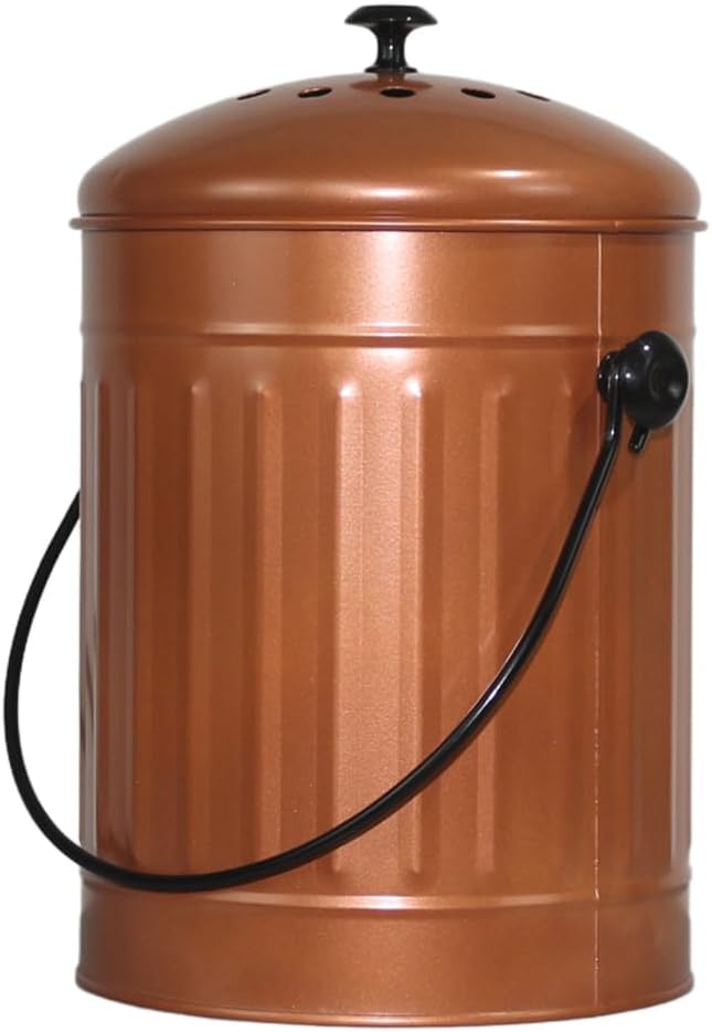 Markson Compost Bin with Airflow Lid and Charcoal Filter 1.5 Gallon Metal Copper - Image 2