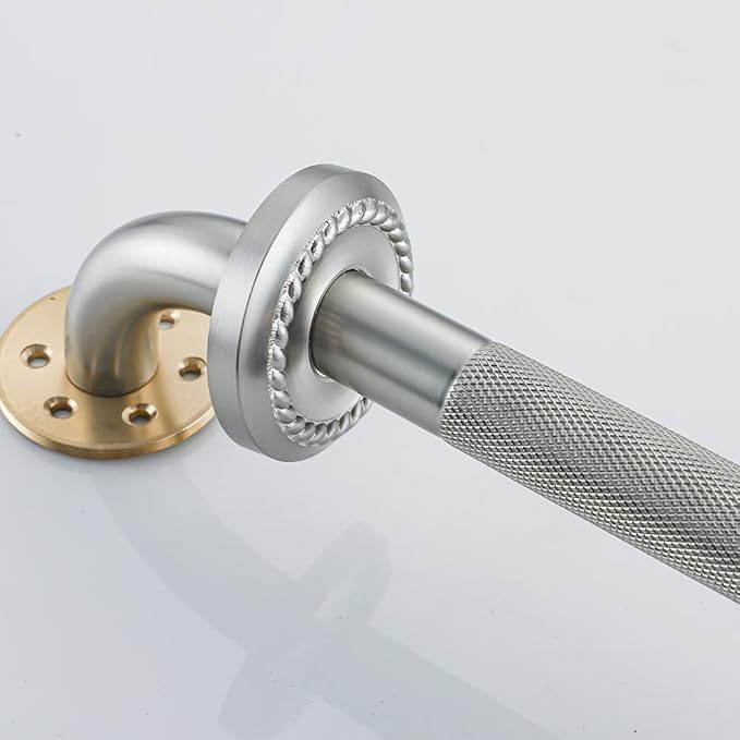 Anti Slip Shower Grab Bar, 16-Inch Toilet Textured Sturdy Hand Rail, Stylish Bathroom Armrest, Brushed Nickel Finish, Multi Function Assist Handle