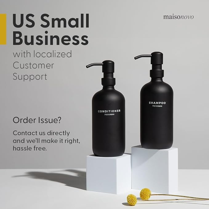 MaisoNovo Soap Dispenser 2-Piece Set | 16.9oz White Bottles with Silver Stainless Steel Pumps