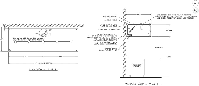 Commercial Kitchen Restaurant Duty Exhaust Hood, Wall Canopy Stainless Steel - Image 3