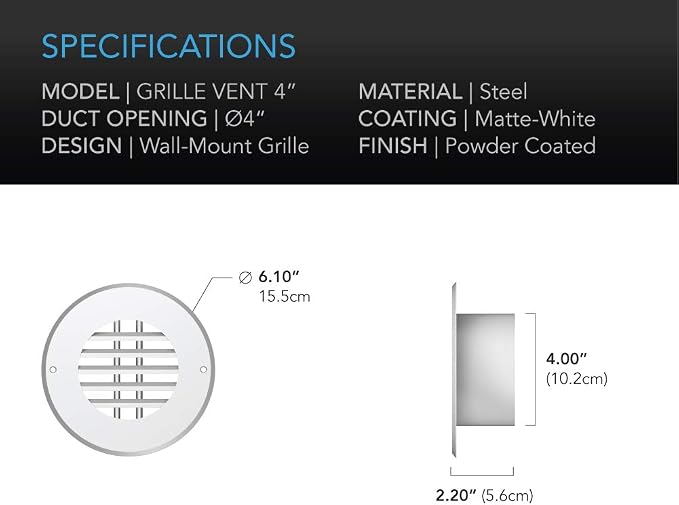 AC Infinity Wall-Mount Duct Grille Vent - Image 4