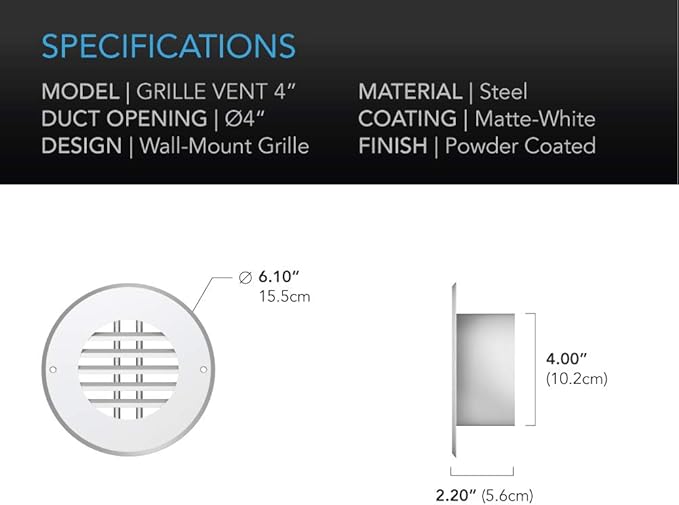 AC Infinity Wall-Mount Duct Grille Vent - Image 4