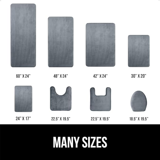GORILLA GRIP Memory Foam Bath Rugs, Soft Absorbent Velvet Bathroom Mats, Durable Dots on Underside, Machine Washable Bathmat, Carpet Rug Room Decor for Shower Floor, 30x20 Mat, Graphite Gray