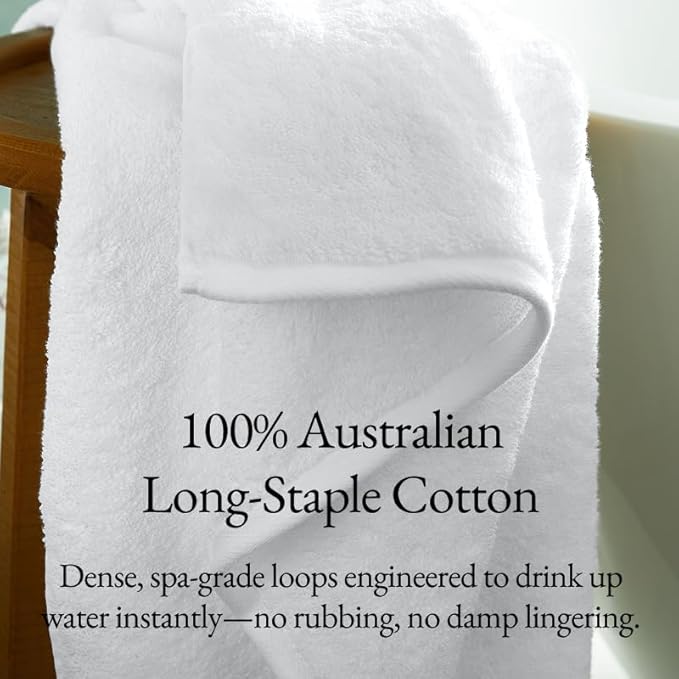 Italic Ultraplush Australian Cotton Washcloths - Set of 2 Luxury Plush Face Wash Cloths, Soft and Absorbent 800 GSM 100% Cotton Washcloth for Bathroom, Spa, Gym, Face and Body (White)
