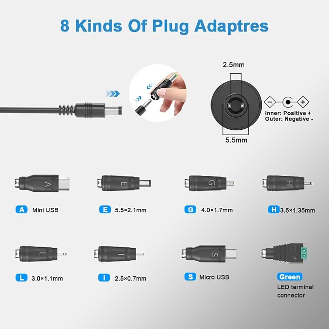 DC/AC 12V 1A Power Supply Charger, Universal 12W Switching Power Supply Adapter - Image 2