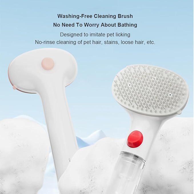 Dog Bath Brush, Scrubber Soft Silicone Head Pet Bathing Massage Brush Long Handle Shampoo Cleaning Brush for Short Long Hair Dogs Cats White Pink Optional (Pink)