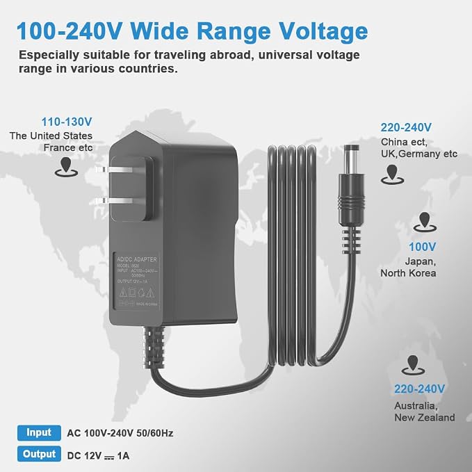 DC/AC 12V 1A Power Supply Charger, Universal 12W Switching Power Supply Adapter - Image 8