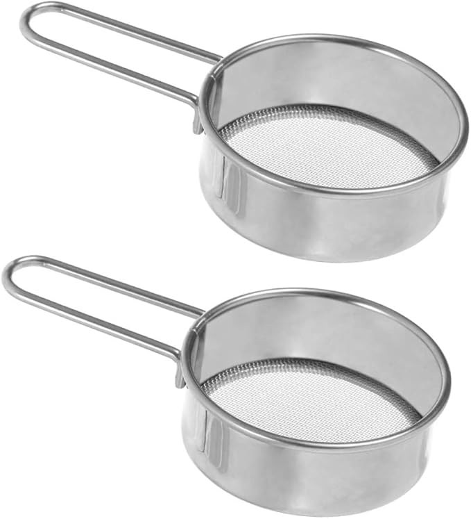 2pcs Stainless Steel Powdered Sugar Sieve Flour Sieve Sugar Sifter Baking by HAKIDZEL
