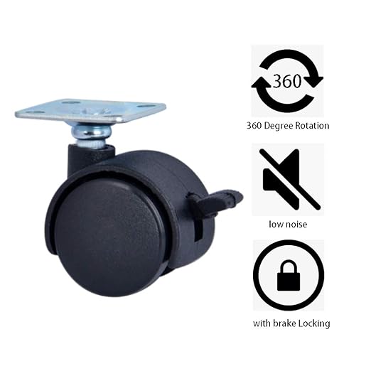 Black Plastic 1.5 inch Plate Casters - Image 6