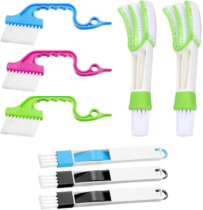 VILLCASE 8pcs Window Groove Cleaning Brush Set Stiff Bristles by VILLCASE