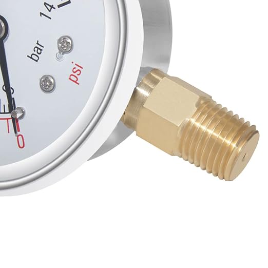 Joywayus Pressure Gauge 0-200 PSI Brass 1/4" NPT Male Thread Lower Mount - Image 4