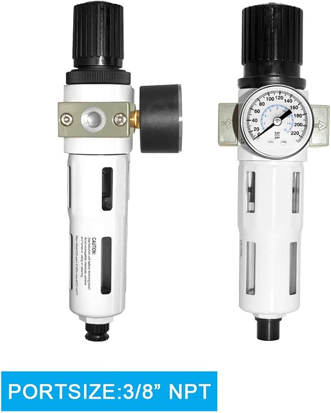 Beduan 3/8" Heavy Duty NPTCompressed Air Pressure Regulator Filter, Water/Oil - Image 3