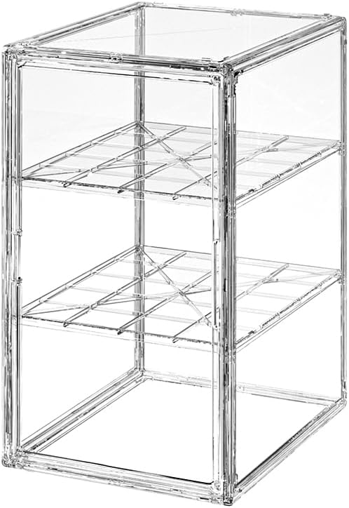 Extra Large 19.7"X14.6"X11.6" Acrylic Display Case with 2 Division Boards, Clear Organizer Box Plastic Holder with Magnetic Door for Handbags, Purses, Boots, Figures, Book