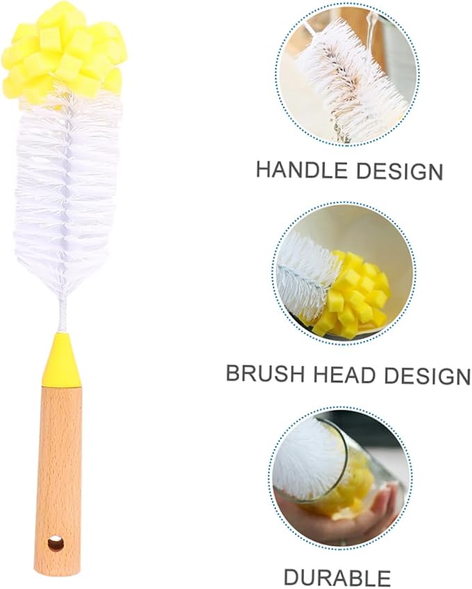 Natural Wood Handle Sponge Scrubber Tile Scrubber Brush Cleaner Kitchen - Image 7