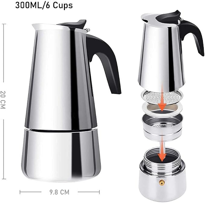 ZJchao Eagle Beak Design Moka Pot Portable Stainless Steel Coffee Maker Pot - Image 6