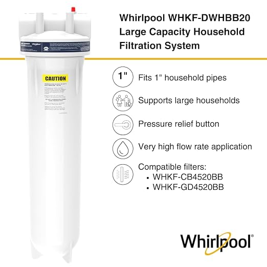 Whirlpool 20" x 4.5" Whole House Water Filter Housing, NSF Certified System - Image 2