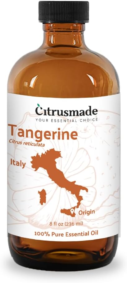 Tangerine Essential Oil - Direct from Citrusmade Italy - Cold Pressed - Aceite Esencial de Mandarina for Aromatherapy, Massage, Diffuser, DIY Candle and Soap Making - 8oz