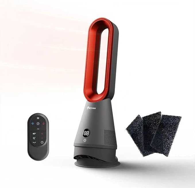 Bladeless Fan, 25inch Heating & Cooling & Filter Combo Tower Fan 80° Oscillating by Faryuan