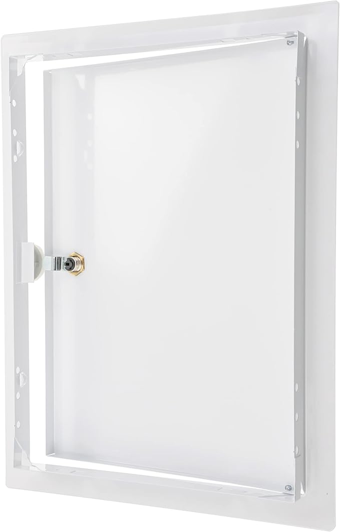 10" x 14" Lockable White Metal Access Door. Service Shaft Panel with Key for Plumbing, Electricity, Heating, Alarm. Bathroom Access Hole Cover
