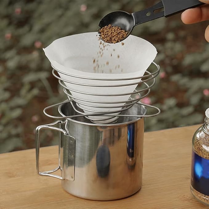 Cabilock Foldable Stainless Steel Coffee Filter Dripper Portable Cone Funnel - Image 9