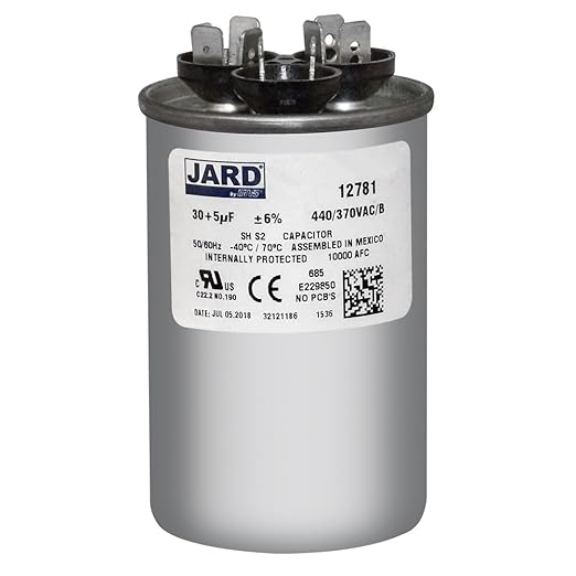 30 + 5 x 370 or 440 VAC Round Dual Run Capacitor by # 12781 by Unknown