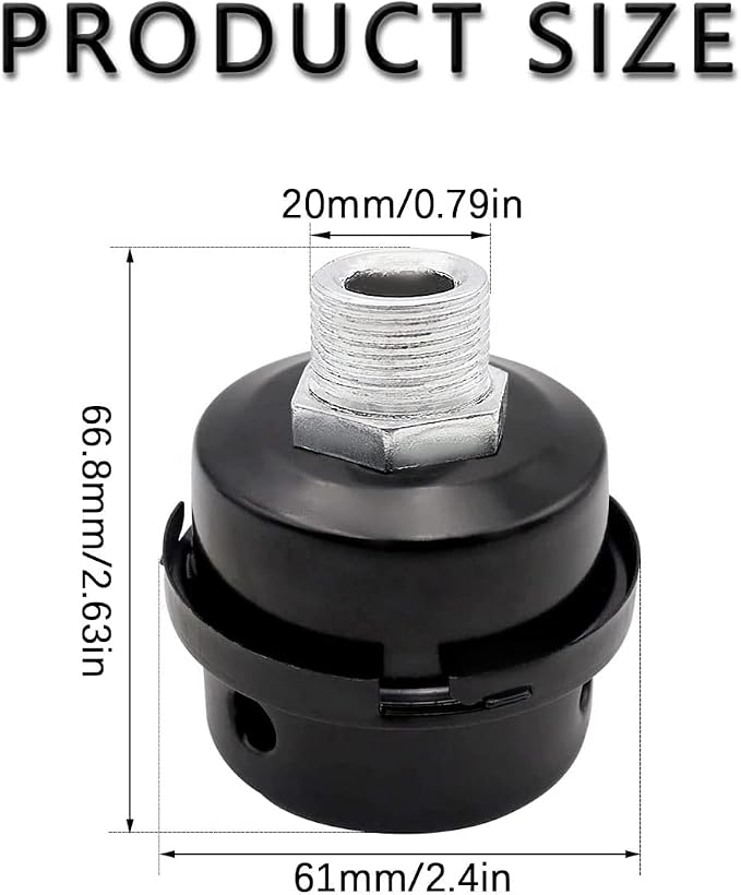 2 Pcs 20mm Air Compressor Silencer Filter, 1/2"Thread Intake Filter Noise - Image 5