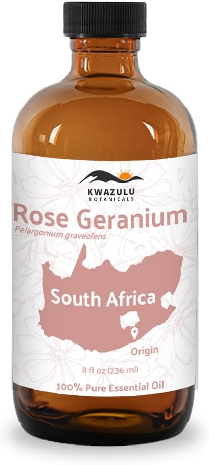 Rose Geranium Essential Oil - Direct from Kwazulu Botanicals in South Africa- Organic Essential Oils for Body, Diffusers, or Aromatherapy | Pure Therapeutic Grade (5ml)
