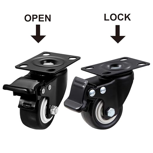2" Swivel Casters Set of 4, Heavy Duty Locking Casters - Image 5