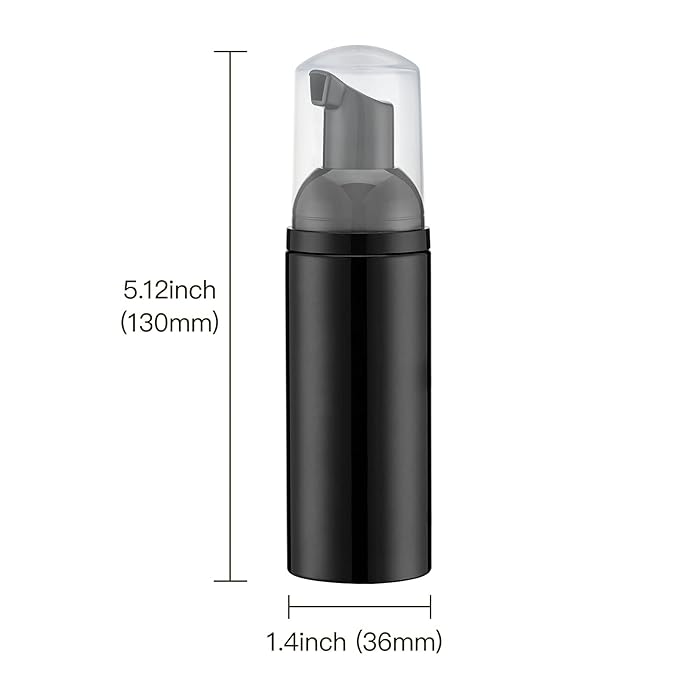 Tekson Soap Foam Bottle (Black Pump), Empty Travel Foaming Lash Shampoo for Cleanser, Dispenser (60ml, 2 fl oz)