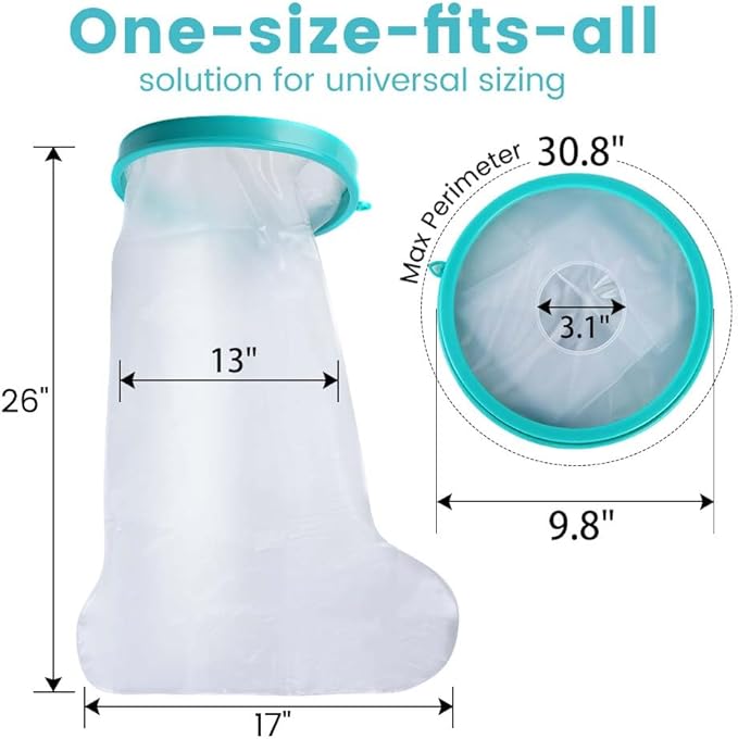 Cast Covers for Shower Leg, Waterproof Cast Cover for Showering, Cast Protector for Shower Leg Adult, Shower Boots for Foot after Surgery, Knee, Ankle, Foot (Diameter - 9.8") Extra Large