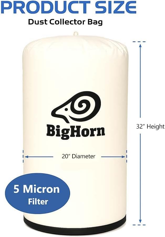 Big Horn 11768 20 Inch Dia 5 Micron Dust Filter Bag 20 Inch x 32 Inch Long - Image 2