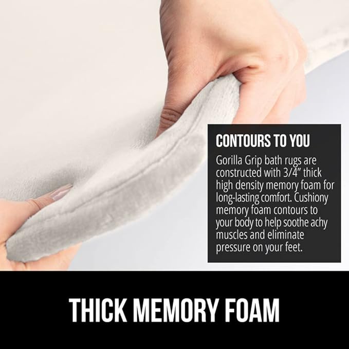 GORILLA GRIP Memory Foam Bath Mat, Soft Absorbent Velvet Bathroom Mats, Durable Dots on Underside, Machine Washable Bathmat, Carpet Rug Room Decor for Shower Tub Floor RV, 36x24 Rugs, Cream