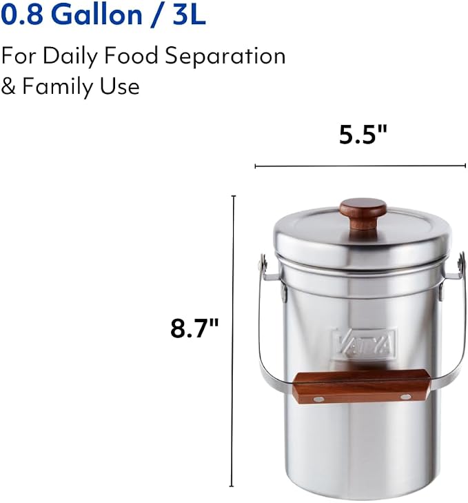 Vatya Stainless Steel Kitchen Compost Bin - Image 7