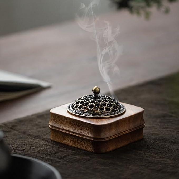 Bamboo Node Walnut Wood Incense Burner Holder - Image 8