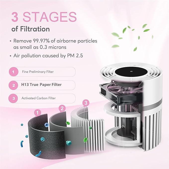 MEGAWISE EPI810 Air Purifier forLarge Room, 215 sq ft Coverage, Real-Time Air - Image 2
