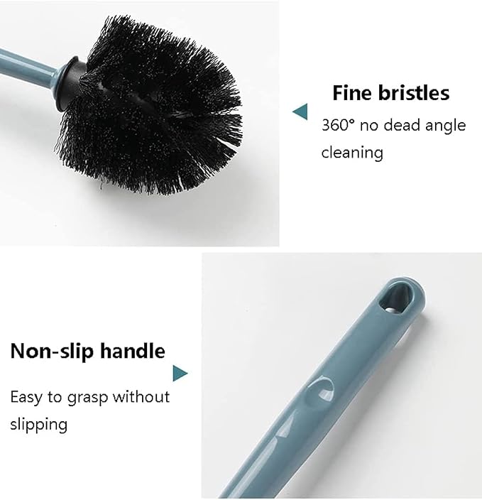 Toilet Scrubber Soft Hair Wall Mount Toilet Brush and Holder, Long Handle - Image 4