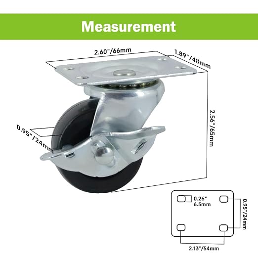 2 Inch Caster Wheels Set of 4 - Image 2