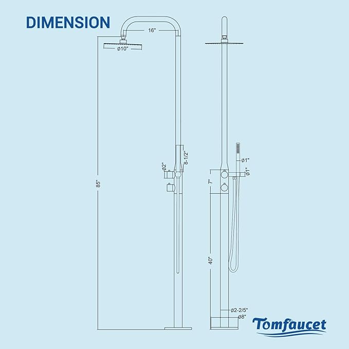Freestanding Outdoor Shower Kit, 316 Marine Grade Stainless Steel Outside Shower System for Backyard, Pool, Beach, Outdoor Shower Fixtures with Rain Shower Head & Handheld, Brushed Nickel