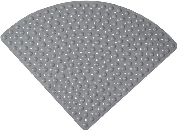 Mrcrypos Corner Shower Mats 31 x 31 Inches Bath Mat with Suction Cups and Drain Holes, Quick Dry Anti Slip Bathmat Machine Washable Shower Stall Mats for Bathroom, Gray