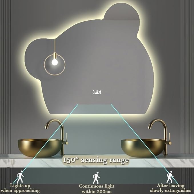 LTSRLL LED Vanity Mirror Cute Bear Decorative Mirror - Image 5