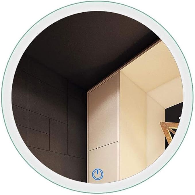 Bathroom Mirror with LED Light and Demister Pad Touch Sensor Wall Mounted Round - Image 2