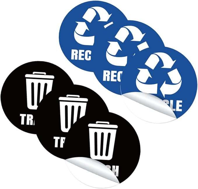 TEHAUX Self-Adhesive Garbage Sorting Stickers Waste Bin Decals by TEHAUX