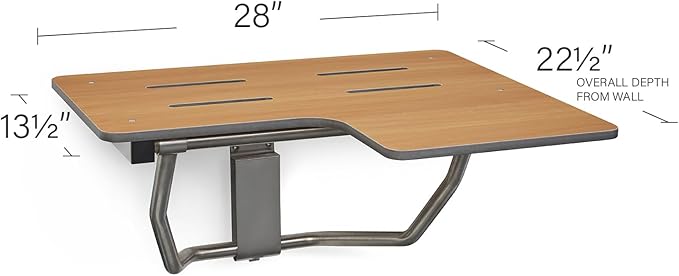 Seachrome 28" x 22.5” Teak Reversible Folding Transfer Tub/Shower Seat, ADA Compliant
